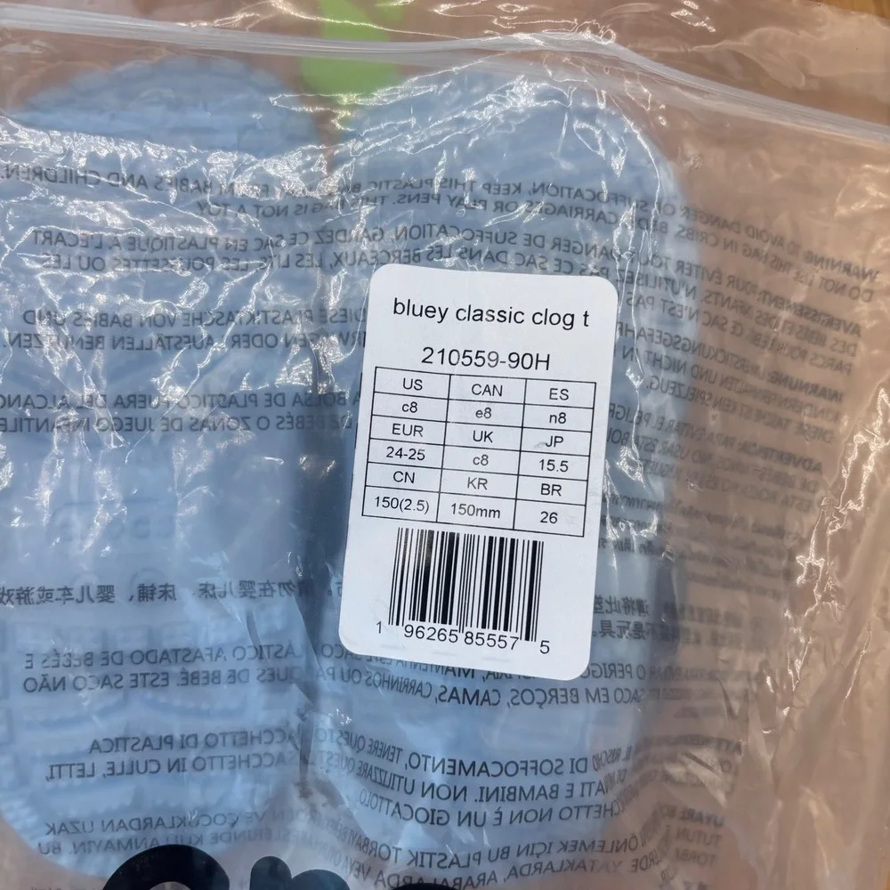 Crocs Bluey Classic Clog Toddler Size C8 Blue Green 210559-90H NEW